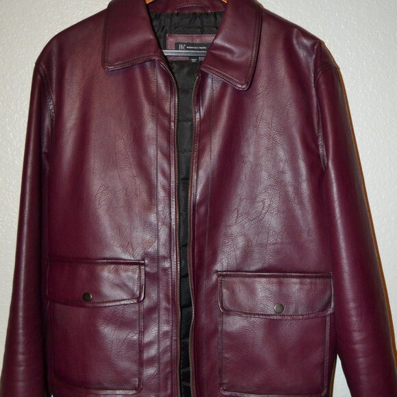 INTERNATIONAL CONCEPT (INC) MEN'S QUILTED LINNING LEATHER JACKET- MAROON $89 - Picture 8 of 14